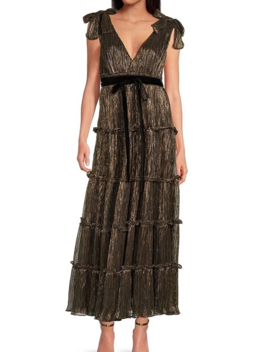 A Loves A Metallic Elegant Black Evening Dress